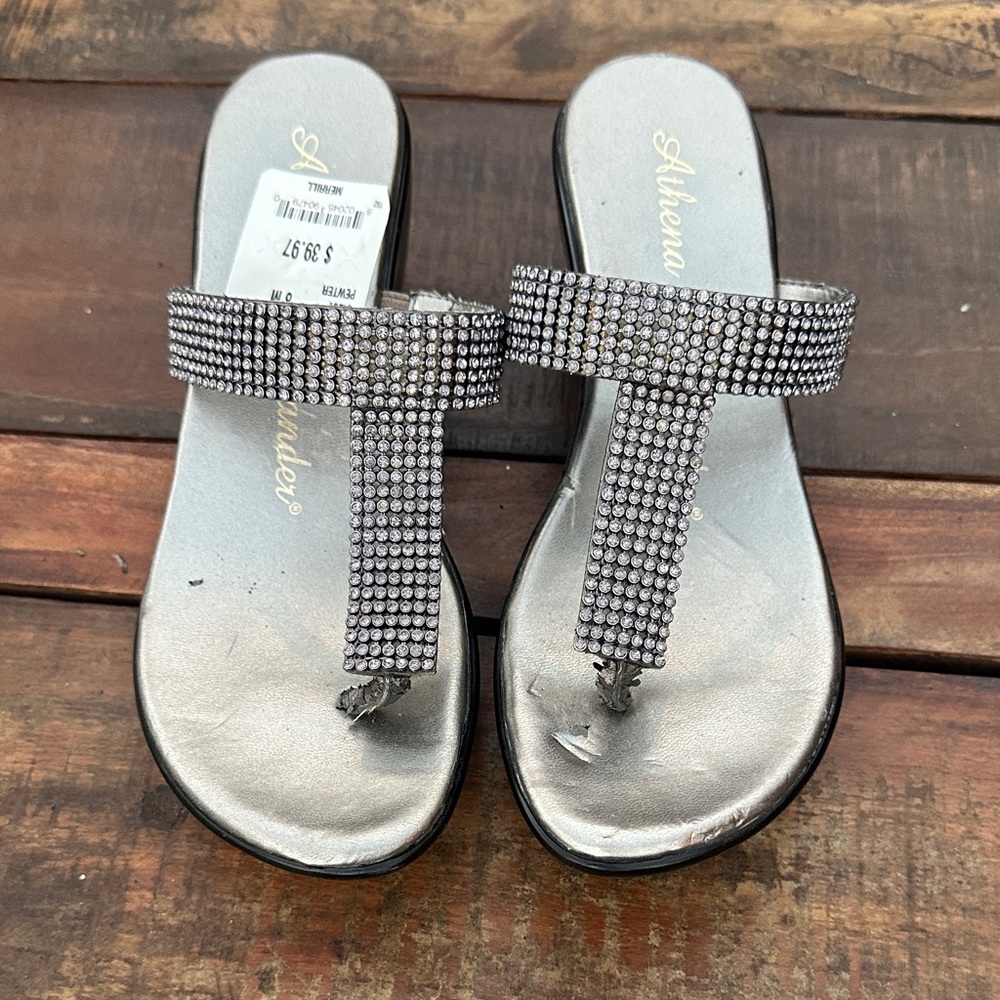 Athena Alexander Sparkling Silver Sandals size 8